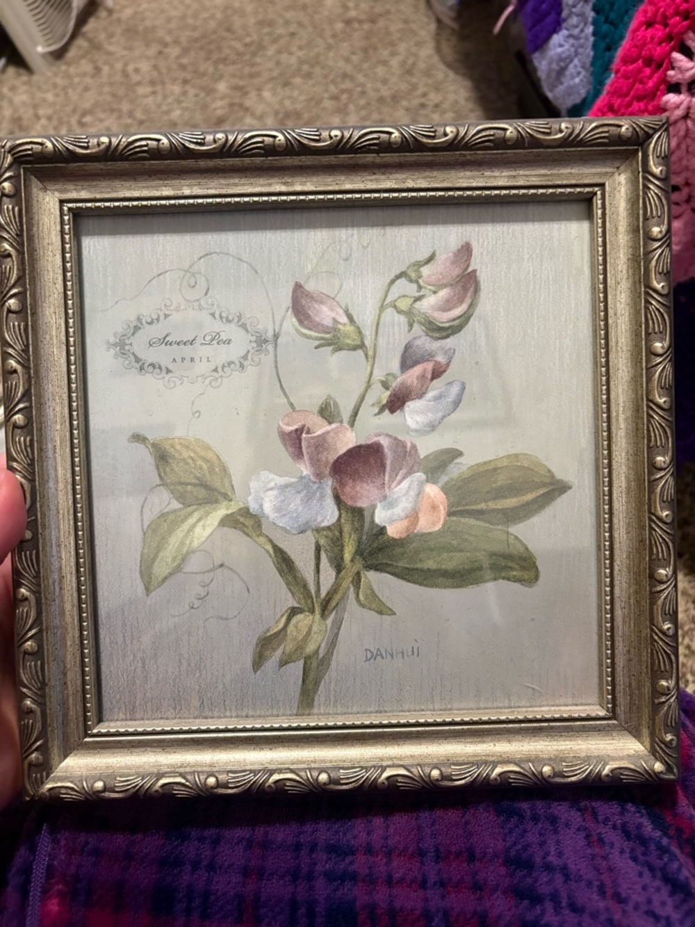 Bed Bath & Beyond Sweet Pea Floral Wall Art - Pink, White, Silver Frame